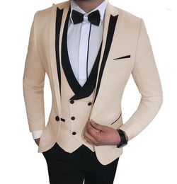 Men's Suits Leisure Mens Slim Fit 3 Pieces Tuxedos Terno Masculino Groom Wedding Custom Made Prom Evening Blazer Jacket Vest Pants