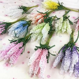 Decorative Flowers 10pcs/bunch Mini DIY Wreath Material Artificial PE Lavender Wedding Flower Decoration Bride Wrist Home