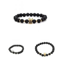 Link Bracelets Chain Bead Bracelet Comfortable To Wear Unisex Crown Charm Resistant Stone Beads Bangle For Gift