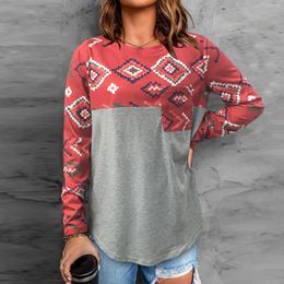Women's T Shirts Long Sleeve Tops For Womens Casual Blouse Crew Neck Tunic Basic Floral Printed Tee