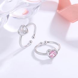 Cluster Rings Original 925 Sterling Silver Heart Stone For Women Counple Wedding Engagement Women's Vintage Ring Fine Jewellery