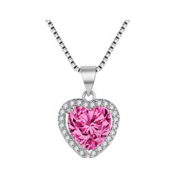 Pendant Necklaces Simple And Fashionable Peach Heartshaped Colorf Treasure Necklace Pink Dark Blue Sea Emerald Amethyst Zircon Bdeho Dhmxk