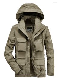 Men's Jackets Autumn Loose Men's Outdoor Stylish Windbreaker Casual Multi Pocket Coat Techwear Military Tactical Clothing 21Q1223