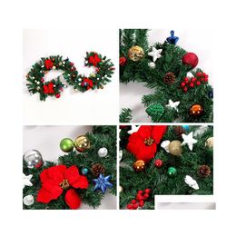 Christmas Decorations 270Cm 9Ft Pvc Garland Home Outdoor Artificial Pinecone Red Berries Decor Holiday Drop Delivery Garden Festive Ot6Cj