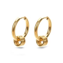 Hoop Earrings & Huggie 1Pair Stainless Steel For Women Men Round Boho Hiphop Piercing Anti-allergic Ear Buckle Jewellery GiftHoop