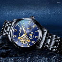 Wristwatches HAIQIN Automatic Mechanical Watch Men Stainless Steel Watches Mens Business Waterproof Wristwatch Relogio