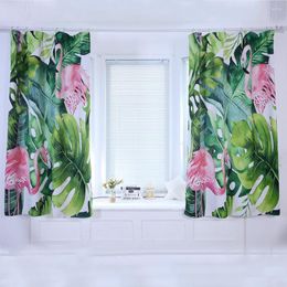 Curtain Tropical Leaves Flamingo High Shading Window Drape Valance Home Decor