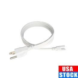 T5 T8 Tube Light Fixture LED Cord Switch 3Pin Lamp Connecting Wire Holder Socket Fittings Cables White Colour 1FT 2FT 3.3FT 4FT 5FT 6 FT 6.6FT 100 Pcs/Lot Crestech168