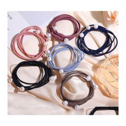 Hair Rubber Bands Ins Style Band Pearl Charm Colorf Simple Rope For Women Korean Knot Girl Drop Delivery Jewellery Otbxy