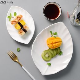 Plates Creative Leaf Plate Ceramic Sushi Dessert El Restaurant Decoration Dipping Pickles Serving Modern White Tableware