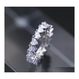 Band Rings Eternal Zircon Finger Ring Cz Wedding Irregar White Cubic Engagement Love Heart Drop Delivery Jewellery Ot4L2