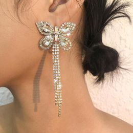 Dangle Earrings 2023 Fashion Butterfly Tassel For Women Jewellery Designer Aretes Flores Rhinestone Long