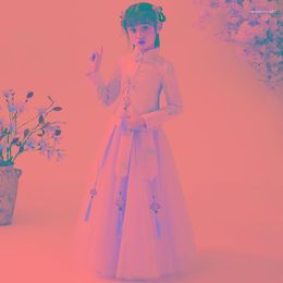 Ethnic Clothing Girls Lace Cheongsam Dress Flower Dresses Kids Baby Elegant Clothes Traditional Chinese Year Outfit