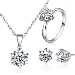 Necklace Earrings Set SKA Fashion Silver Color For Women Accessories Suits Copper Zircon Original Bridal Wedding Jewelry N32E05R13