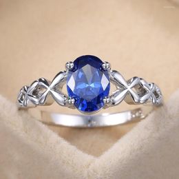 Wedding Rings CAOSHI Elegant For Women With 4 Solitaire Blue Oval Cubic Zirconia Trendy Accessories Daily Wearable Jewellery