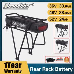 ChamRider 48V Rear Rack Battery 36V Ebike Battery 52V 48V Lithium Battery 36V BaFang 500W 1000W 48V 20AH 40A BMS 21700 Cell