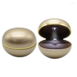 Jewelry Pouches Special Egg Shape LED Light Wedding Gift Ring Display Box Plastic Oval Packaging Cases With High Quality