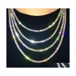 Tennis Graduated Mens Diamond Iced Out Tennis Gold Chain Necklaces Fashion Hip Hop Jewellery Necklace M 4Mm 5Mm 894 Q2 Drop Delivery P Dhiew