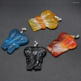 Pendant Necklaces Wholesale4PC Natural Stone Gem Agate Elephant For Jewellery MakingDIY Necklace Earring Accessories Party Gift Decor38x50mm