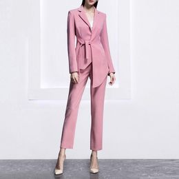 Women's Two Piece Pants Women Fashion Irregular Balzer Set 2023 Spring Autumn 2 Pieces Work Suits Long Sleeve Elegant Office Ladies Blazer C