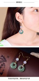 Dangle Earrings Green Jade Donut Fashion Talismans Luxury Real Gemstones Designer Chinese Women 925 Silver Jewellery Natural Stone