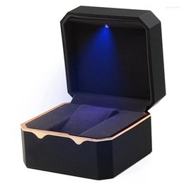 Jewellery Pouches Watch Box With Octagonal Gold Edge Light Paint Storage