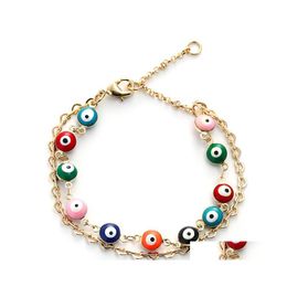 Charm Bracelets S2317 Fashion Jewellery Evil Eye Bracelet Beaded Colorf Blue Eyes Chain C3 Drop Delivery Dhgm6