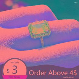 Wedding Rings Visisap 7mm 9mm Shinning Rectangular Zircon For Women Emereld Shape Stone Ring Gifts Girl Jewellery Factory B2770