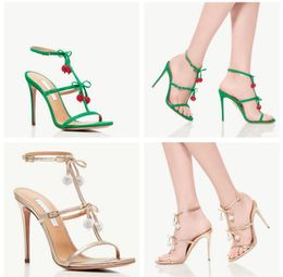 Designer Retro Women Shoes designer Cha Crystal Sandal Strappy Design Aquaszzures Pumpas Bridal Wedding Party Lady High Heels Mules with box dustbag