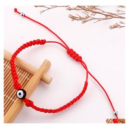 Link Chain Lucky Eye Turkish Evil Blue Bracelets For Women Men Handmade Braided Rope Red Bracelet Female Drop Delivery Jewellery Dho68