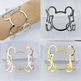 Strand Cartoon Kawaii Mouse Zircon Bracelet Lovely Copper Alloy Material Bangle Inlaid Rose Gold Colour Women Jewellery