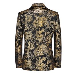 Blazers Men's Suits Blazers Plus Size 6XLM Spring Luxury Men Retro Gold Print Blazers Slim Wedding Nightclub Party Dress Men Clothing Sui