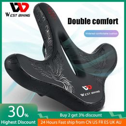 Widened MTB Bike Hollow Breathable Bicycle Seat Cushion Waterproof Spring Shock Absorption Comfort Saddles 0131