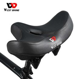 s WEST BIKING MTB Wide Ergonomic Comfortable Bicycle Spring Damping Saddle Cruiser Electric Bike Thick Memory Seat Cushion 0131