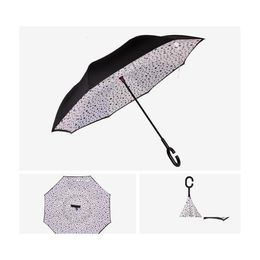 Umbrellas Inverted With C Handle Double Layer Inside Out Windproof Beach Reverse Folding Sunny Rainy Umbrella Wll5543 Drop Delivery Dhehi