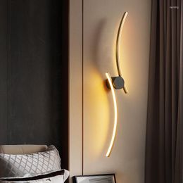 Wall Lamp Postmodern Light Luxury All Copper Minimalist Decorative Modern Living Room Bedroom Creative TV Background L