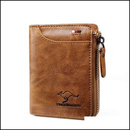 Clips Money Clips Kangaroo Wallet Mens Short Soft Leather Largecapacity Card Holder Mticard Pocket Wallet312N Drop Delivery Jewelry Dh0F