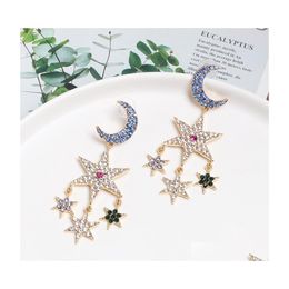 Stud Fashion Jewelry Moon Star Tassel Earrings Elegant Rhinstone Dangle Drop Delivery Dhfhg