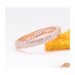 Cluster Rings 925 Sterling Sier Pan Ring Rose Gold Ce Of Inspiration With Crystal Cz For Women Wedding Party Fashion Jewelry1 751 Q2 Dhbia