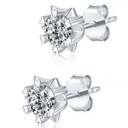 Stud Earrings 6 Snowflake Moissanite Real 0.5-1 Carat D Colour Lab Diamond EarStud 925 Sterling Silver Classic Earring