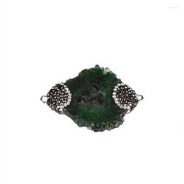 Pendant Necklaces Thick Green Geode Quartz Crystal Stone Slice Pave Rhinestone 2 Buckles Connector Charm Jewellery DIY Making Material