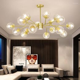 Chandeliers Nordic LED Chandelier Lighting For Dining Living Room Decoration Glass Gold Hanging Lamp Bedroom Home Indoor Light Fixtures