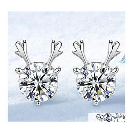 Charm Crystal Deer Stud Earrings Zircon Three Nsional Christmas Reindeer Earring Kids Gifts Jewelry Accessories Gift Drop Delivery Otucz