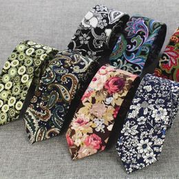 Bow Ties RBOCOMens Cotton 6 Cm Slim Tie Paisley Classical Floral Casual Neckties Vintage Skinny For Wedding Party
