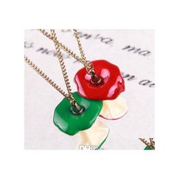 Pendant Necklaces Pretty Fashion Jewelry Cute Mini Asymmetric Apple Statement Pendants Friend Chain Drop Delivery Dhgq9