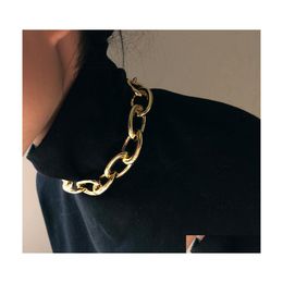 Chokers Exaggerated Cuban Thick Chain Choker Necklaces For Women Fashion Vintage Jewelry Statement Necklace Collier Female Ps0757 41 Dhq3A