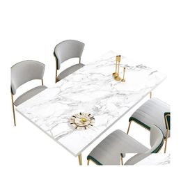 Table Cloth Simple And Pure White Marbled Waterproof Oilproof Household Thickened Nonslip Pu Leather Mat Drop Delivery Home Garden T Otpzx