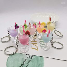 Keychains Resin Juice Drinks Cups Keychain Little Drink Cup Pendant Key Chain For Kids Bag Toys Birthday Gift 4.8 Fier22