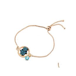 Charm Bracelets Fashion Jewellery Adjustable Bracelet Evil Blue Eye Pendant Women Drop Delivery Dhijt