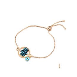 Charm Bracelets Fashion Jewelry Adjustable Bracelet Evil Blue Eye Pendant Women Drop Delivery Dhijt